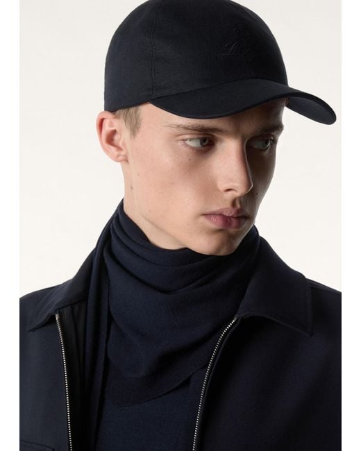 Loro Piana Blue Logo Embroidered Baseball Cap for men
