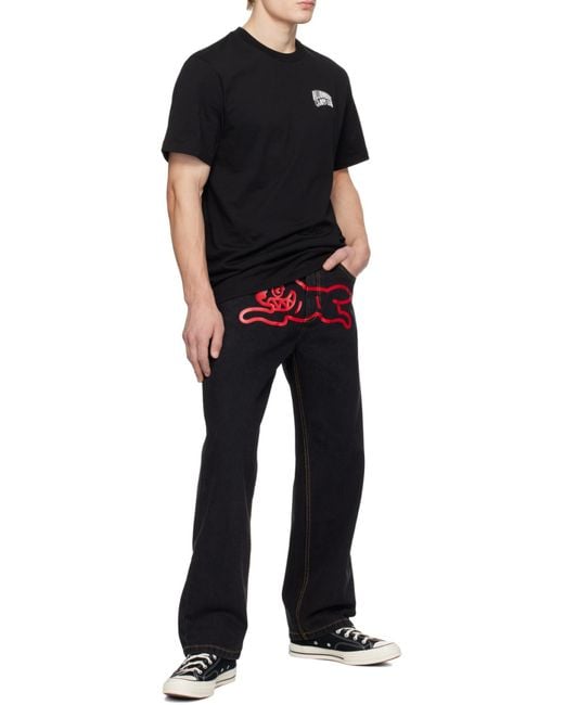 ICECREAM Black Running Dog-Print Jeans for men