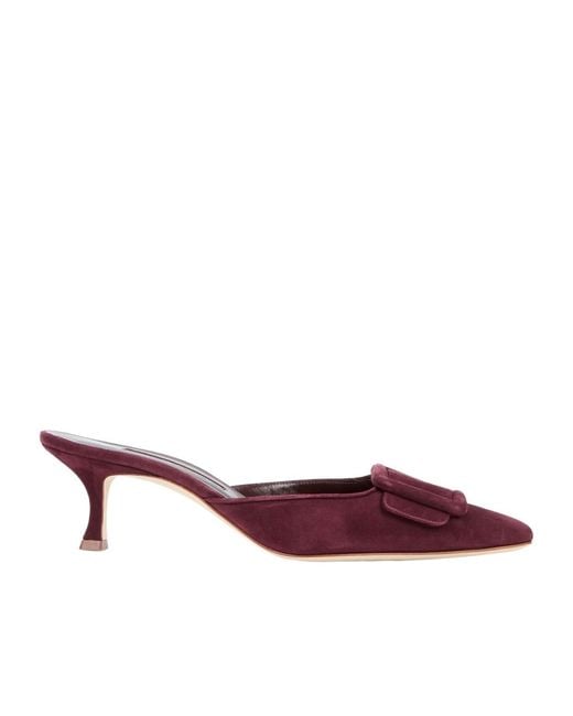 Manolo Blahnik Purple Maysale 50 Suede Mules