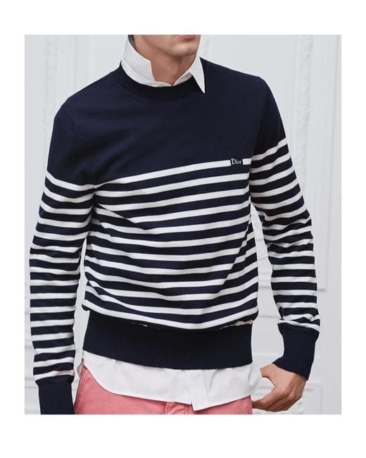 Dior Blue Striped Sweater for men