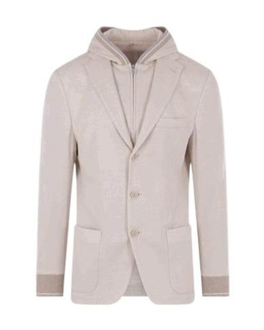 Eleventy Multicolor Detachable Bib Hooded Blazer for men