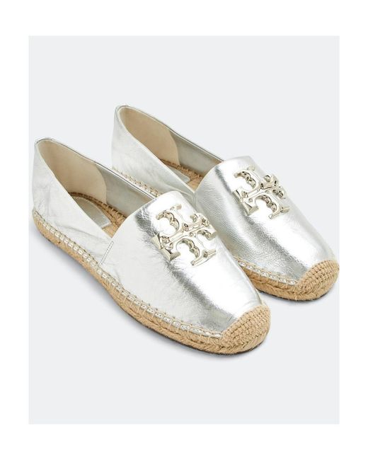 Tory Burch White Logo-Plaque Slip-On Loafers