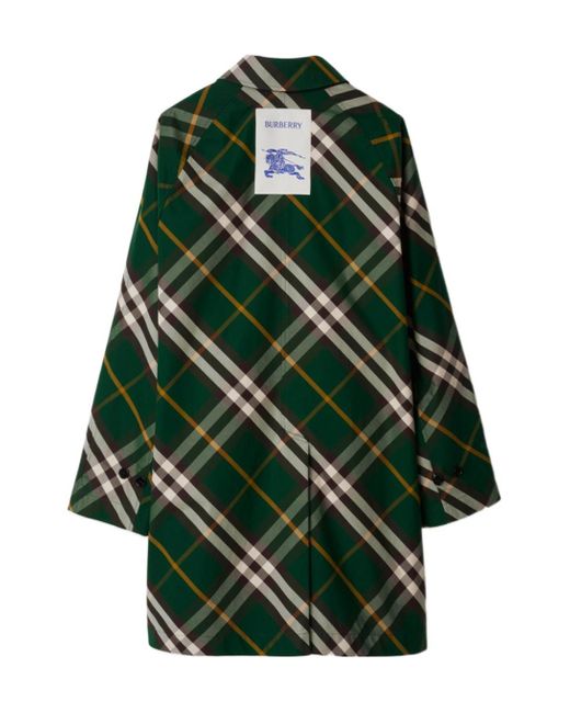 Burberry Green Reversible Checked Buttoned Car Coat for men