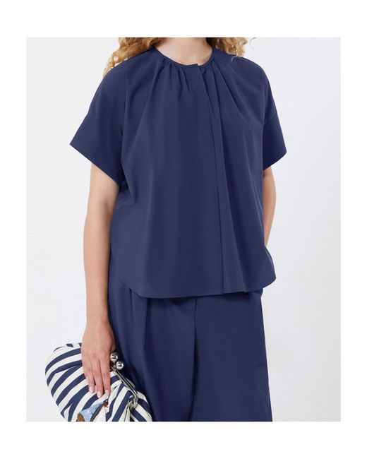 Weekend by Maxmara Blue Gathered Blouse