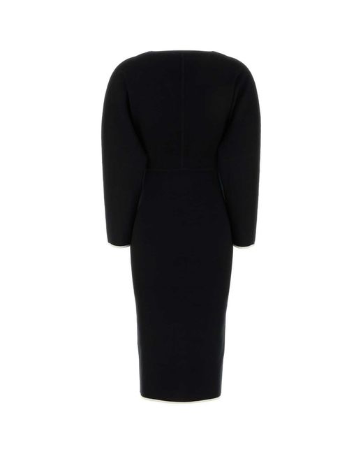 Max Mara Black Studio Emiro V-Neck Midi Dress
