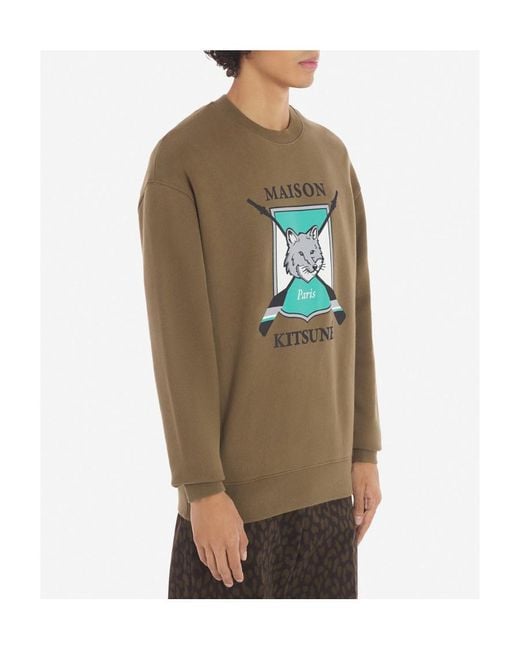 Maison Kitsuné Green Maison Kitsuné Fox Motif Crewneck Sweatshirt for men