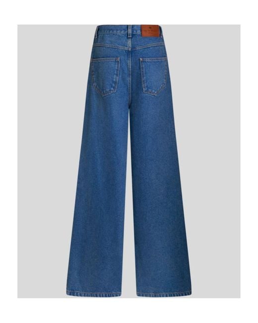 Etro Blue Stretch Baggy-Fit Jeans