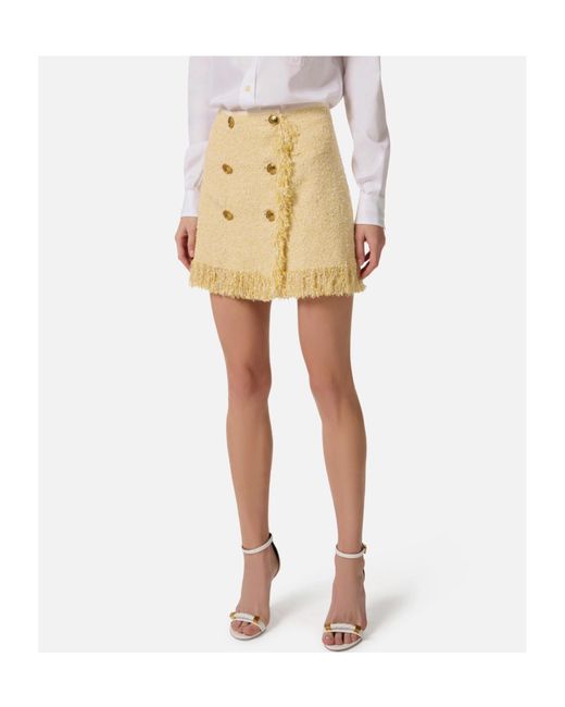 Elisabetta Franchi Natural Bouclé Knit Mini Skirt