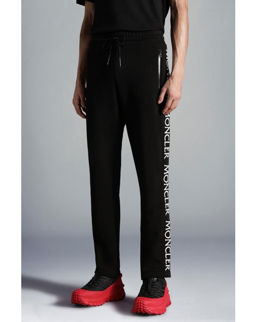 Moncler Black Logo Embroidered Drawstring Sweatpants for men