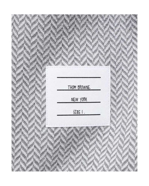 Thom Browne Gray Herringbone Pattern Crewneck Sweater for men