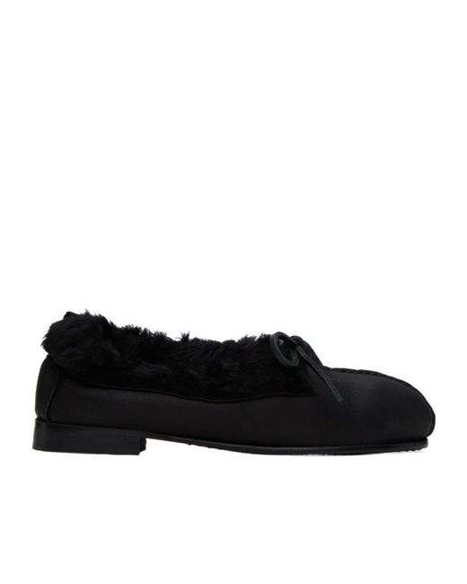 Hereu Black Fur-Trimmed Leather Loafers