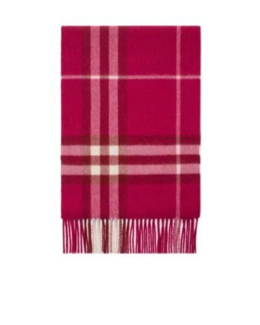 Burberry Red Checked Fringed-Edge Scarf
