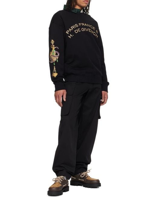 Givenchy Black Logo Embroidered Sweatshirt for men