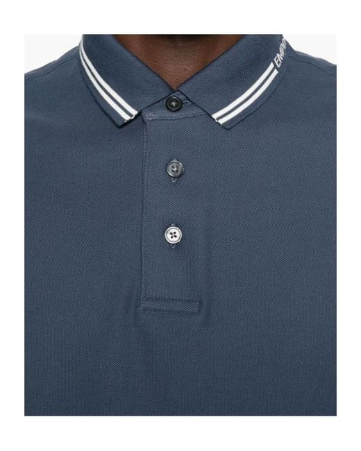 Emporio Armani Blue Placed Logo Polo Shirt for men