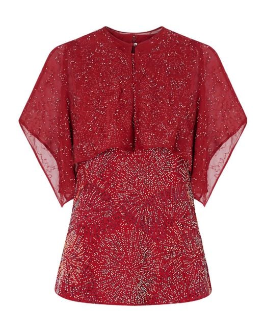 Rabanne Chiffon Cape Pearl Embroidered Top