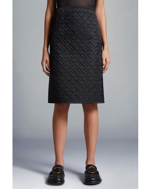 Moncler Black Quilted Midi Skirt