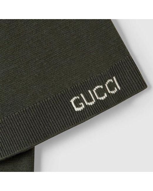Gucci Green Silk Cotton Knit Polo Shirt for men