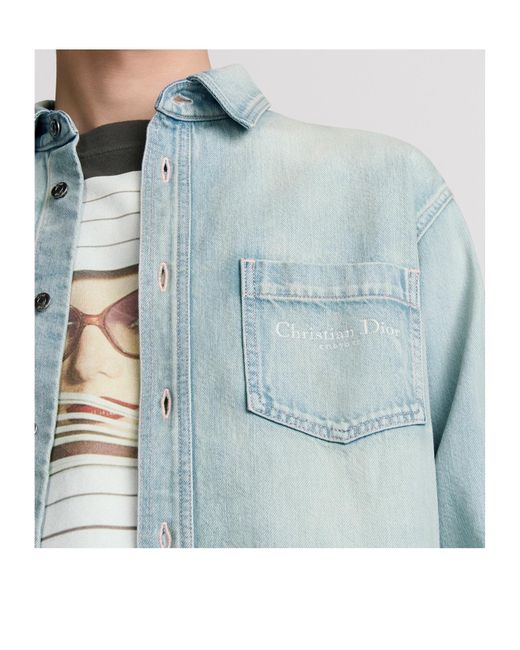 Dior Blue Homme Button-Up Denim Shirt for men