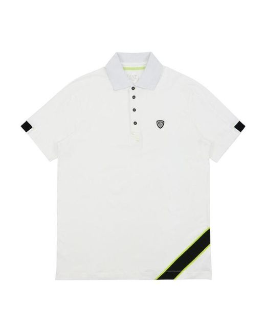 EA7 White Logo Patch Polo Shirt for men