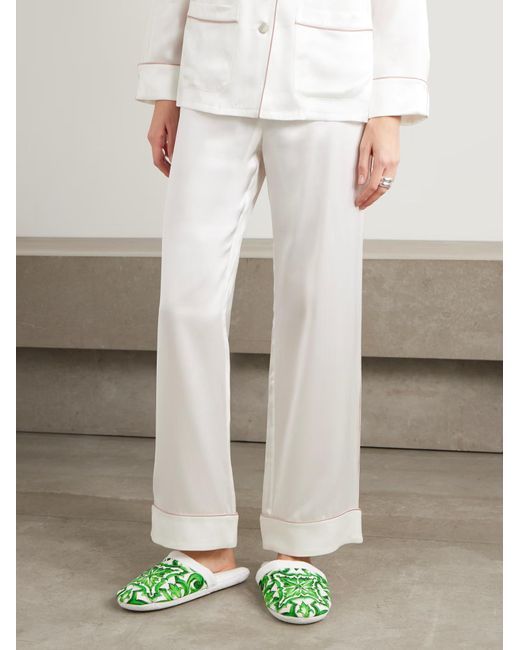 Dolce & Gabbana Green Mediterraneo-Print Slippers