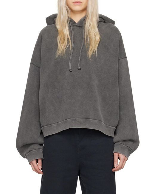 Acne Gray Logo Patch Drawstring Hoodie for men