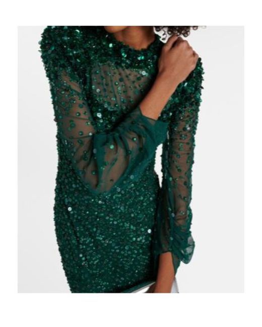 Jenny Packham Green Embellished Tulle Gown