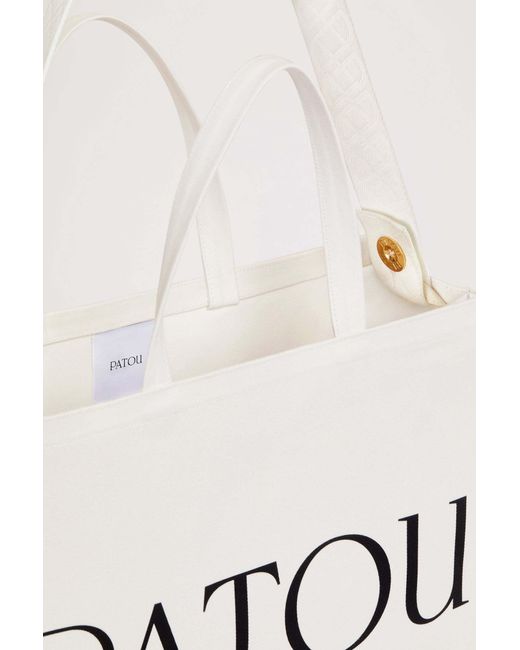 Patou White Logo-Printed Top Handle Bag