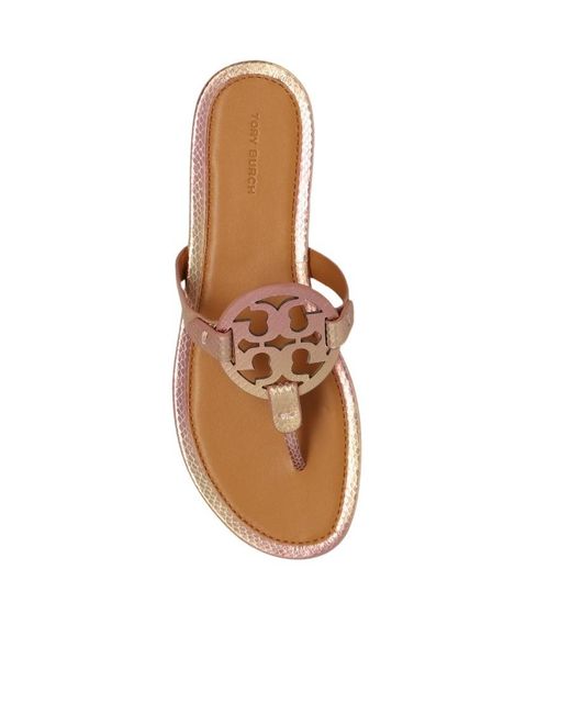 Tory Burch Brown Miller Snake-Embossed Sandals