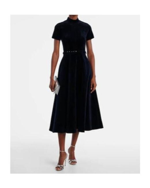 Emilia Wickstead Black Camilla Cotton Velvet Midi Dress