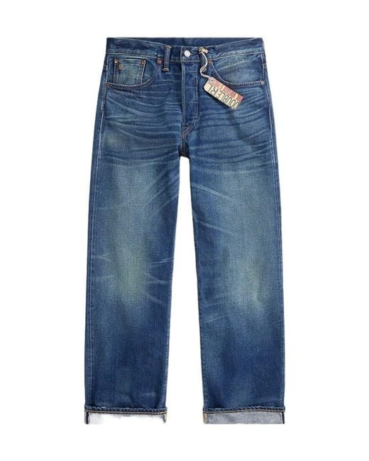 RRL Blue Ralph Lauren Mid-Rise Denim Jeans for men