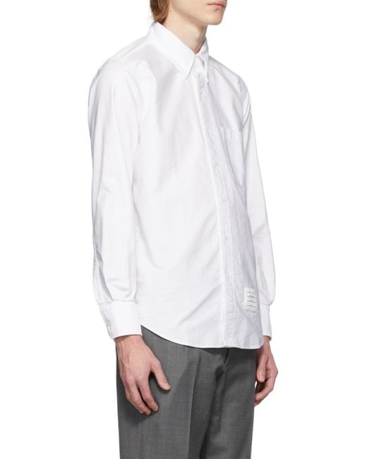 Thom Browne White Logo Patch Shirt for men