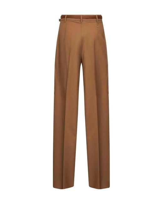 Max Mara Brown Camel Stretch Wool Canvas Mstbacio Fluid Trousers