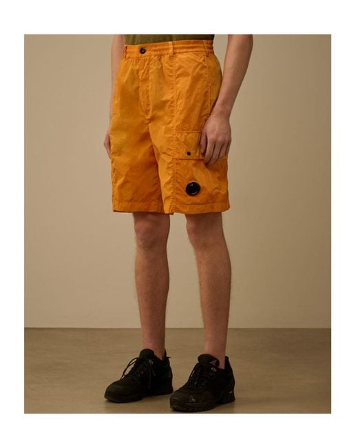 C P Company Orange Cargo-Pocket Shorts for men