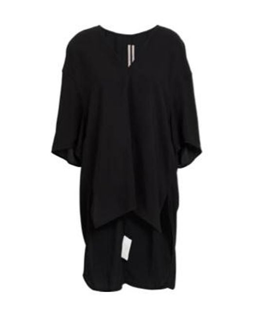 Rick Owens Black Solid Color V-Neck Short-Sleeved Top