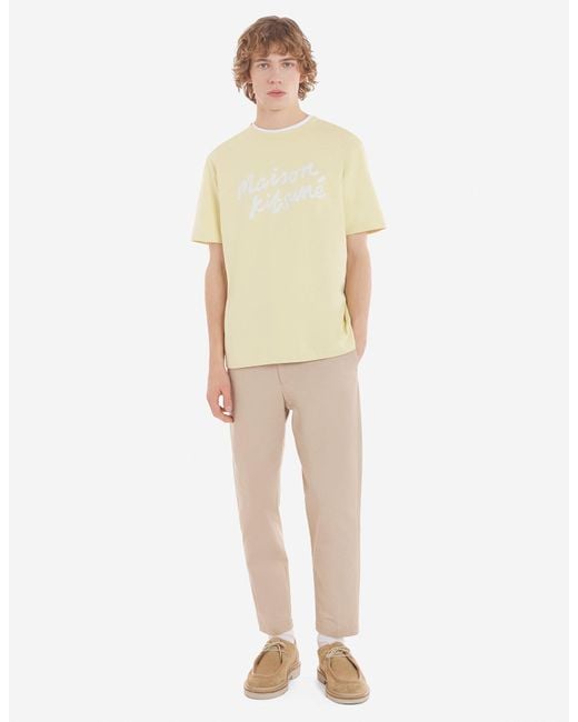 Maison Kitsuné Yellow Maison Kitsuné Logo Printed Crewneck T-Shirt for men