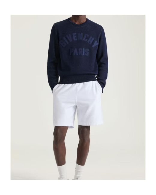 Givenchy Blue Logo Detailed Knitted Sweater for men