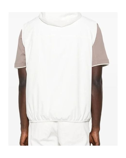 Brunello Cucinelli White Hooded Waistcoat for men