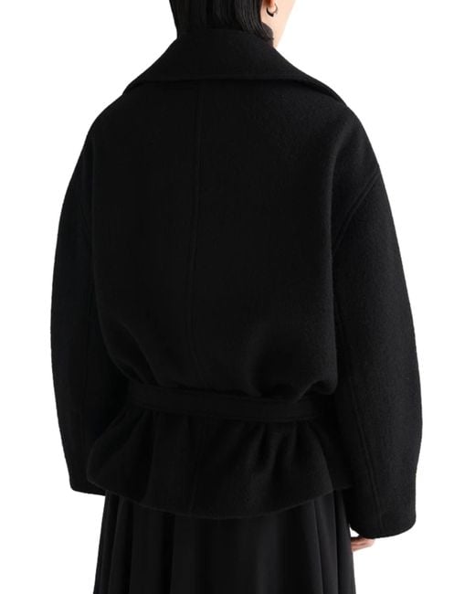Lemaire Black Short Wrap Coat