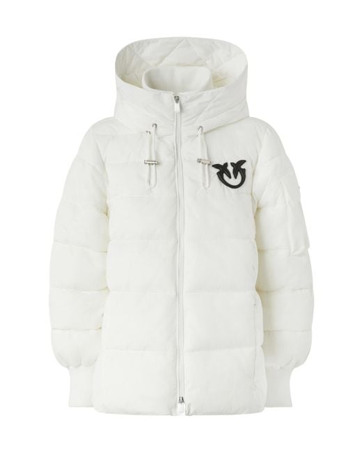 Pinko White Crusca Hooded Cape Jacket