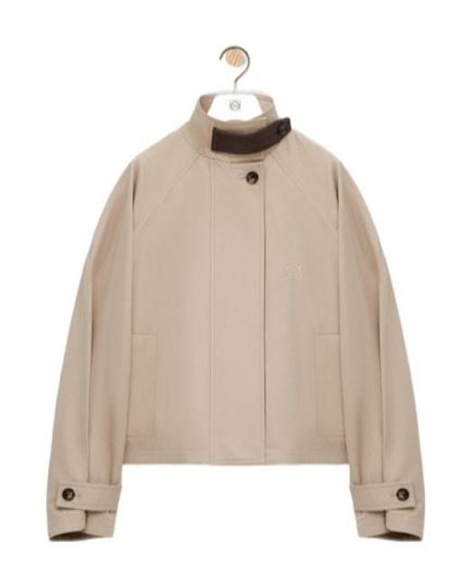 Loewe Natural Funnel-Neck Long-Sleeve Cotton Blend Parka Jacket