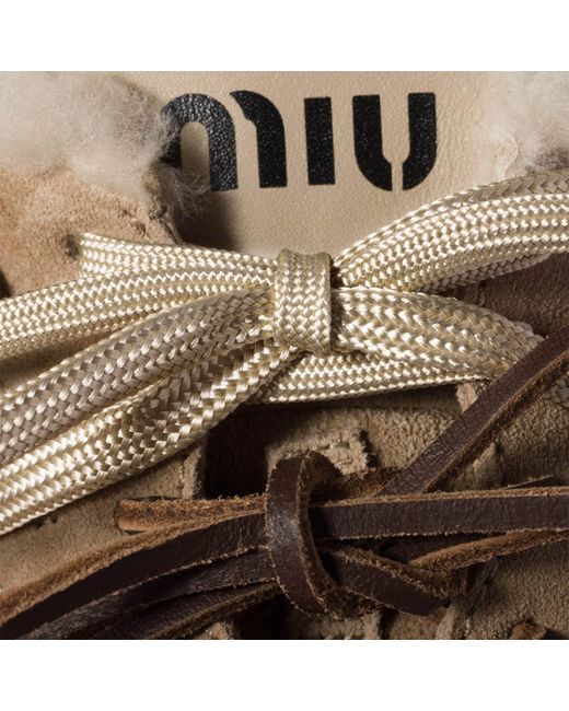 Miu Miu Natural Gymnasium Lace-Up Sneakers