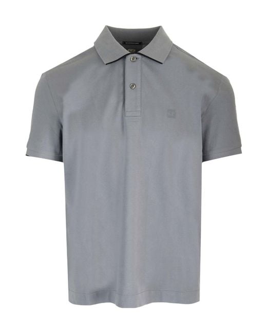 C P Company Gray Stretch Piquet Polo Shirt for men