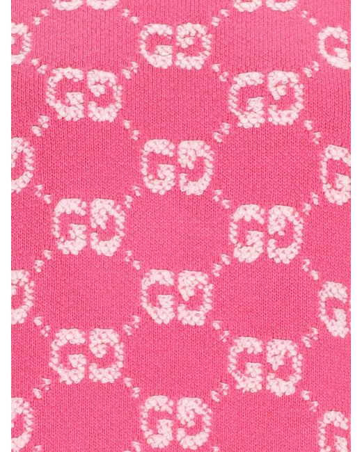 Gucci Pink Gg Jacquard Knitted Top