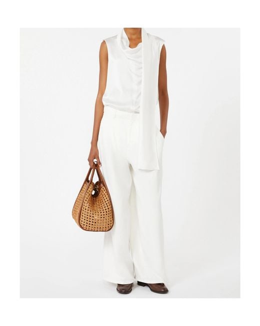 Max Mara White 'S Dry Draped Sleeveless Top