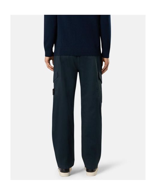 Stone Island Blue Logo Patch Cargo Pants for men
