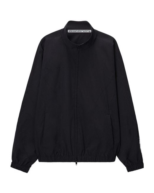 Alexander Wang Black Logo-Perforated Zip-Up Jacket