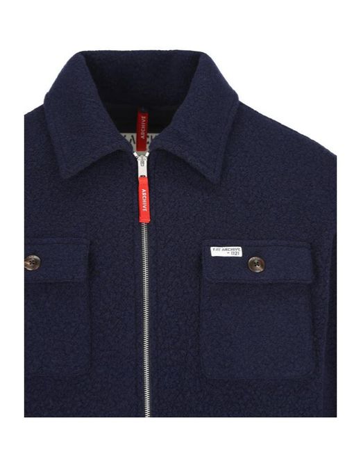 Fay Blue Zip-Up Over Shirt Jacket for men