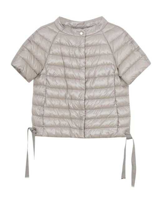 Herno Gray Short-Sleeve Puffer Jacket