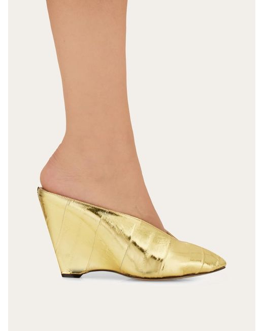 Ferragamo Natural Ferragamo Open-Toe Wedge Mules