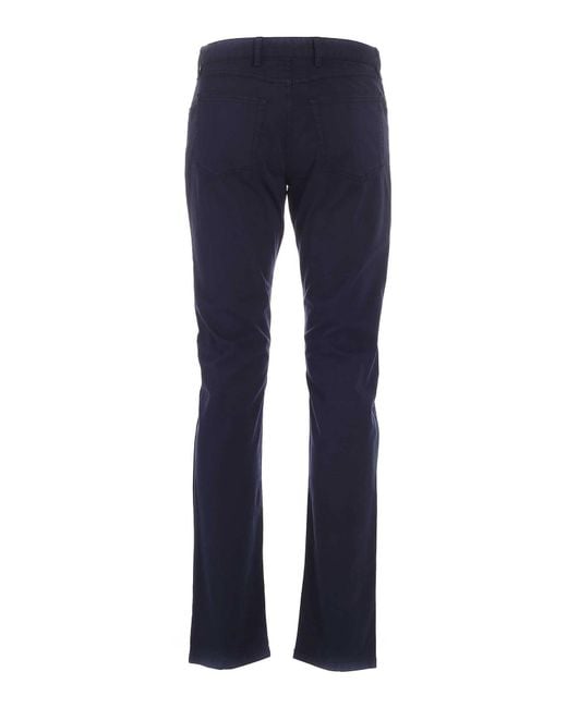 Paul & Shark Blue Slim-Cut Straight Trousers for men